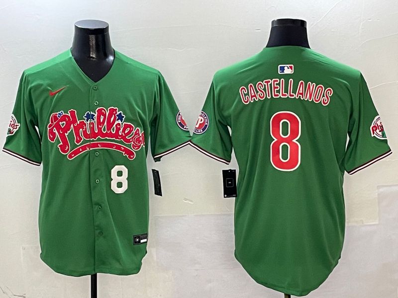 Men Philadelphia Phillies #8 Castellanos Green Fourth generation Joint Name Nike 2025 MLB Jersey style 3